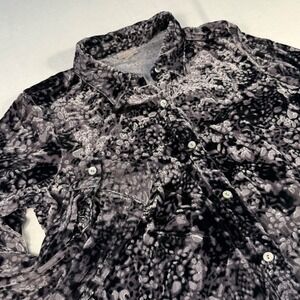 J.Jill Women M Velvet Burnout Animal Print Long Sleeve‎ Button Down Shirt Dressy